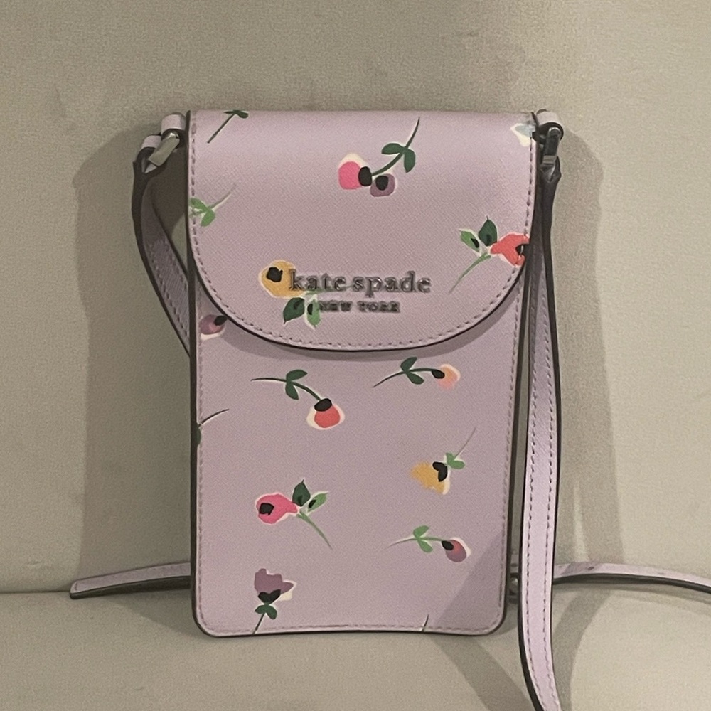 Floral designed Kate spade pastel purple little purse